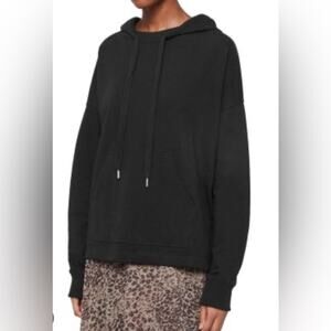 AllSaints black etienne hoody oversized drop shoulder hoodie sweatshirt